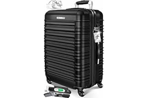 KESSER® Reisekoffer Großer Hartschalen-Koffer Inkl. Kofferwaage + Gepäckanhänger | Trolley Gepäck Rollkoffer Zahlenschloss 4 Rollen ABS Teleskopgriff (75x50x32cm / 120 Liter Schwarz)
