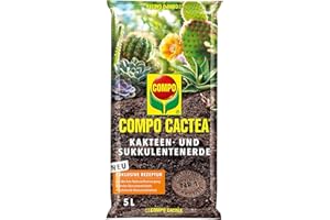 Compo CACTEA Kakteen- und Sukkulentenerde mit 8 Wochen Dünger für alle Kakteenarten und dickblättrige Pflanzen, Kultursubstrat, 5 Liter