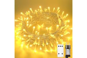 Litark Guirlande Lumineuse Sapin de Noel,10M 100 LED Lumières de Noël Intérieur et Extérieure Électrique avec Télécommande 8 Modes Minuterie Etanche Fil Lumineux Décoration Chambre (Blanc Chaud)
