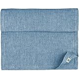 LINEN & COTTON Runner da Tavolo Elegante Scandi Motivi Nordico, 100% Lino - Blu (44 x 130cm)