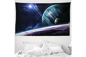 ABAKUHAUS Espace Tapisserie, Univers avec des planètes, Décoration Murale en Tissu pour la Chambre à Coucher Le salon Le dortoir, 230 cm X 140 cm, Bleu Violet