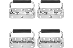 Niboken Maniglia Pieghevole, 4 Pezzi Maniglia a Molla in Acciaio Inox Pieghevole Maniglia Della Scatola, Maniglia Della Cassetta Degli Attrezzi, Maniglia per Sostituire la Valigia, Argento