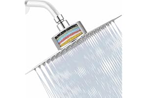Katezon Filtered Shower Head, High Pressure Showerhead with Filter for Hard Water Remove Chlorine and Harmful Substances, 25 cm Square Rainfall Shower Head (Chrome)