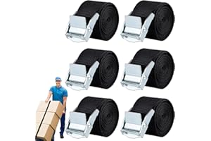 YEGOOKAY Straps 6 Pieces 1 m x 25 mm Sangle à Cliquet avec Boucle Sangle d'Arrimage avec Tendeur Capacité d’arrimage 250 kg pour Fixation Moto/Voiture/Porte Vélo/Bagage/Déménagement Puissance de Traction