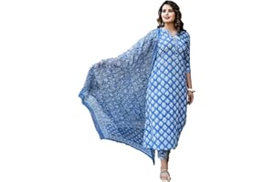 KARTUTVA Kurti Set for Women with Dupatta Indian Party Wear Kurta Tops with Trousers Set