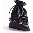 Byhoo DND Dice Bag Can Hold 6 Set Dice, Black Dice Pouch for Board Game, Medieval Leather Coins Bag, D and D Dice Storage Bag for RPG Game, DND Game Accessories for New to Master