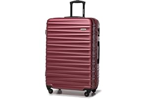 WITTCHEN Reisekoffer Rollkoffer Trolley Großer Koffer Handgepäck Hartschale aus ABS mit 4 Spinner-Rollen Zahlenschloss Teleskopgriff Groove Line Größe L Burgund
