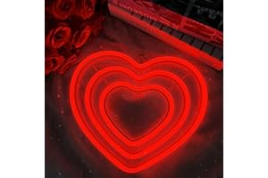 ZVO Enseigne Lumineuse au Néon, LED Cœur Veilleuse Nuit Signes, Néon USB/Piles Décoration Murale Panneau Lumineux Néon pour Fête, Saint-Valentin, Mariage, Salle de Séjour, Salon - Rouge