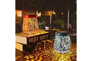 ‎OXYLED Solarlaterne für Außen , OxyLED Laternen für Draußen 2 Stück IP44 Wasserdicht Metall Solarlampen für Außen Balkon Deko Gartendeko für Draußen Laterne Deko für Balkon Garten Patio Terrasse Rot und Blau