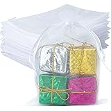G2PLUS 50PCS Sacchetti Organza 13x18CM Sacchetti Organza Regalo Bianco Sacchetti Regalo in Organza Borse Organza Gioielli Sac
