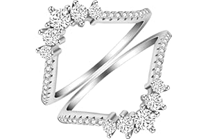 ULOVEIDO Womens 925 Sterling Silver Round CZ Crown Wedding Engagement Ring Guard Enhancer 2pcs Stack Rings Set Y1024