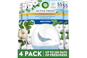 AIRWICK Air Wick Gel Freshener Fresh Cotton Scent, Pack of 4, Long-Lasting Fragrance up to 55 days, Bathroom Odour Eliminator, Kitchen & Pet Smell Remover, Home Odour Removal, Cotton Aroma.