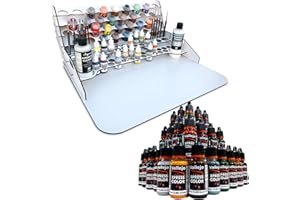 Silu- Peinture acrylique Vallejo Xpress Colour plus Paint Station Large, Complete Pack 24 Paints New Range Reformulated with with Vallejo Organizer for Painting Warhammer 40k, Miniatures