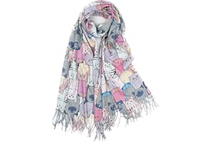 CLAUDIA&JASON Claudia & Jason Cute Cat Animal Print Long Shawls Kitty Faces Scarf Wrap Pashmina