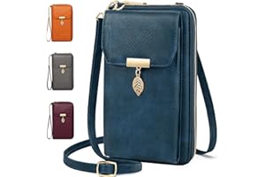VOBUKE Handytasche mit Geldbörse zum Umhängen RFID Schutz Handy Tasche Damen Umhänge Leder Kleine Handy Umhängetasche Crossbody Schultertasche mit 12 Kartenfächer für Handy Unter 7,2 Zoll