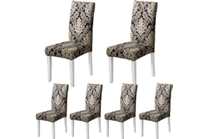 ARNTY Stuhlhussen 4/6er Set, Stuhlbezug Jacquard Esszimmer Stuhlhussen Schwingstühle Universal Hussen für Stühle für Esszimmer, Hotel, Küche, Zeremonie (Schwarz-Klassiker, 6 Stück)