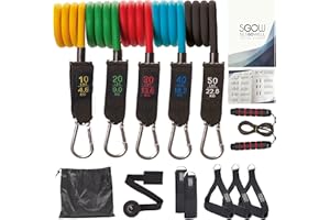 SETGOWELL ITALIAN CONCEPT SETGOWELL - Set Elastici Fitness Di Resistenza Con 5 Diverse Bande Elastiche, Elastici Fitness Uomo e Donna In Lattice Naturale, Home Gym Elastici Palestra Premium, Inclusa Corda Per Saltare