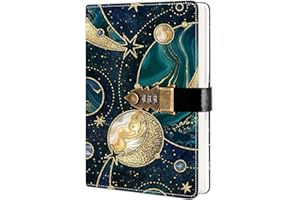 ZXHQ Journal Intime avec Code 21 x 15,5 cm – 224 pages Carnet Secret, Couverture en cuir PU, Motifs Élégants, Idéal pour Écriture Privée et Cadeau - Univers Émeraude