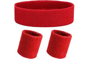 YOLEV 3 Stück Schweißband Set Weicher Baumwolle Schweissband Sport Stirnband Fitness Armband für Herren und Damen Fitness Sport Laufen