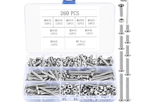 SZSLMY M5 Schrauben Set, 260 Stück Linsenkopf Sechskantschrauben mit Muttern Kit, Gewindeschrauben Set, Maschinenschrauben Muttern Set, Sechskantkopfschrauben und Muttern Sortiment - M5