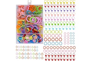 Barlone 185 Stück Maschenmarkierer Häkeln Set, Maschenmarkierer 4 Stile und 3 Größen, Mehrfarbige Maschenmarkierer Stricken zum Stricke für DIY Häkel Basteln mit Tragbare Aufbewahrungsbox