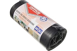 OFFICER PRODUCTS Office Products 22021229-05 - Sacchetti per la spazzatura, 60 l, 20 pezzi, LDPE, sacchetti per la spazzatura, per l'ufficio, colore: nero, spessore della pellicola: 20 μm