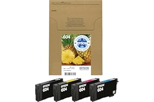 Epson 604 Serie Ananas - Cartucce per stampante getto d'inchiostro, Multipack 4 colori (Nero, Ciano, Magenta, Giallo), Formato STD, Stampe affidabili casa e ufficio, Confezione EasyMail