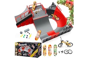 MOMSIV Mini Finger deskorolka i zestaw akcesoriów do ramp, możliwość dopasowania i budowania, zestaw ramp z deską na palec, skate park, pokład, ciężarówka, rampa, zestaw zabawkowy dla dzieci od 6 lat