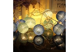 Guirlande lumineuse LED, DOTBUY Intérieur Pile Lumiere Décoration Chambre Enfant Boules Coton Batterie Chaîne Pour Maison Valentin Noël Fêtes Mariage (3.3m / 20 Boule lumière, Bleu foncé)