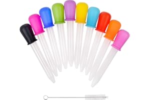 Kare & Kind 10-pack Liquid Droppers - Assorted Colors - Food Safe and Premium Quality Material - Medicine Dropper, Plastic Pipette - Home, School Laboratories - Art, Science, Gummy Making, Oil, Water