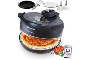 ‎SOMMERTAL Sommertal PizzaProfi XXL Pizzaofen mit 39cm Steinplatte – Pizza Ofen elektrisch, schnelle 3-Minuten Pizza, bis 380°C – 5-teiliges Set mit Pfanneneinsatz, 2x Pizzaschieber, Schneider, Pizzastein