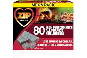 ZIP 80 Firelighters, High Performance All Purpose for Open Fires, Wood Burner, Multi Fuel Stove, BBQ, Firepit, Chiminea and Bonfires