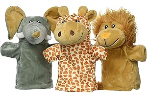 Goki Lot de 3 marionnettes Peluches à Main Animaux Sauvages