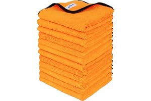 MR.SIGA Professionell Mikrofiberbilhandduk, Repfri, 12-pack | Dubbelsidig Mikrofiberhandduk för Bilvård, Guld, 40 x 60 cm, Hå