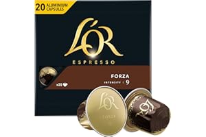 ‎L'OR L'OR Espresso Forza 9, Kaffeekapseln Nespresso®* kompatibel (20 Kaffeepads), intensiv & vollmundig, Intensität 9/11