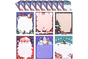 LASUROA 60 Pz Carta da Lettere Natalizia, Renne Babbo Natale Albero di Natale Carta da Lettere Natalizia 6 Stili Carta da Lettere Natalizia per Inviti Stampa di Biglietti di Auguri