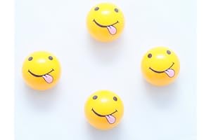 VENTILKAPPENKÖNIG 4X Ventilkappen Ball Kugel Lächelndes Gesicht streckt Zunge Raus Smile Smiling Tongue Face Gelb Yellow Ventilkappe Vsmzu