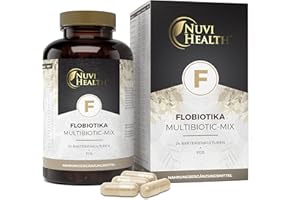 ‎NUVI HEALTH Kulturen Komplex - 180 Kapseln mit 24 Bakterienstämme + FOS - 12-fache Stärke: 120 Mrd KBE je Tagesdosis - Magensaftresistente Kapseln (Bright JC Caps) - Hochdosiert - Vegan