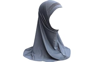 Yaqeen Girls instant headscarf hijab al Amira with glitter borde, readymade pull on scarf, ideal for any occassion school/nursery