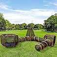 Trintion Pet Cat and Dog Tunnel Tent,Foldable Pet Playpen with Tunnel, Outdoor Pop Up Pet Playpen Cage Fences House (6 in 1)