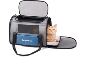 BurgeonNest Cat Carrier for Large Cats 20 lbs, Soft-Sided Pet Carrier for Small Dogs Medium Cats Under 25 lbs, Puppy Travel Bag with Big Storage Bag, 4 Ventilated Windows, 3 Doors (M)