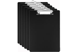 Pechor Clipboard A4 Plastic - 6 Pack Clip Board Folder Black, Multi Pack Clipboards Heavy Duty for Office School Supplies