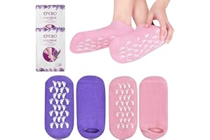 AZONELIFE 2 Paar Silikon-Feuchtigkeitssocken, Gel Socken zur Reparatur Erweichung Wiederverwendbare SPA Fußpflege Socken Rissiger Füße für Füße Schwielen Keratin, mit 2 Lavendel Fußmaske