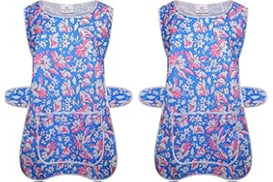 a2z workwear Pack Of 2 Ladies Womens Tabard Floral Home Work Tabards Overall Kitchen Cleaning Apron One Big Pocket