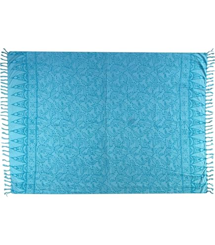 Wogeka Sarong – Türkis-blaues, Luftiges Strandtuch Aus Bali, 170x110 Cm, Für Damen & Herren Als Wickelrock, Pareo Oder Bikini-Cover-up