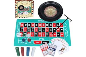 GOTHINK Roulette-Wheel-Spielset mit 25,4 cm Spiellack, 200 Karten, Abrechnung, 2 Kugeln und Texas Hold'em, perfekt für Partys und Feiertage