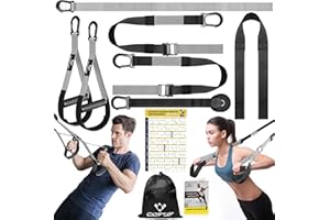 ‎COFOF Schlingentrainer, Sling Trainer für EIN Ganzkörpertraining, Schlingentrainer für zuhause mit Großem Griff Türankerbefestigung Tragtasche, Übungsanleitung for Homegym