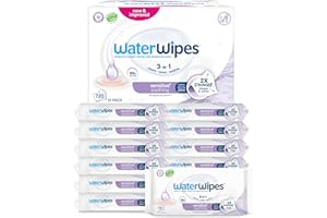 WaterWipes Sensitive+ Soothing Wipes, 720 Count (12 Packs), 3-In-1 Cleans, Cares, Soothes, 99% Water with Botanical Extract, Unscented Baby Wipes