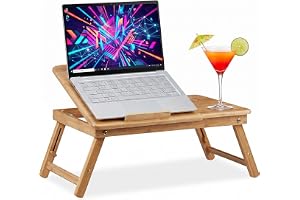 Relaxdays laptopbord, natur | bambu, för sängen, höjdjusterbart upp till 30 cm, lutbart i 5 vinklar, med låda, 30x69x35 cm
