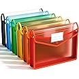 A4 Plastic Wallets, 6 PCS Popper Wallet Plastic Folders Document Files Folders Envelope Pockets Large Capacity with Button Closure,Waterproof Transparent File Folders for School Office Home